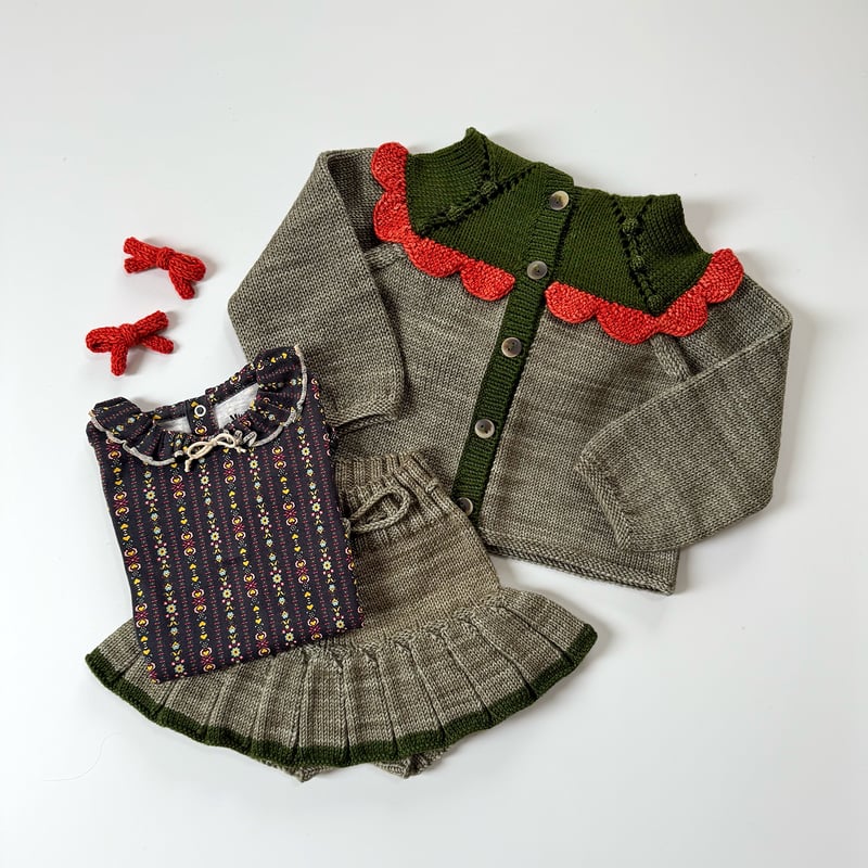 Misha & Puff / Scallop Yoke Hooded Cardigan - S