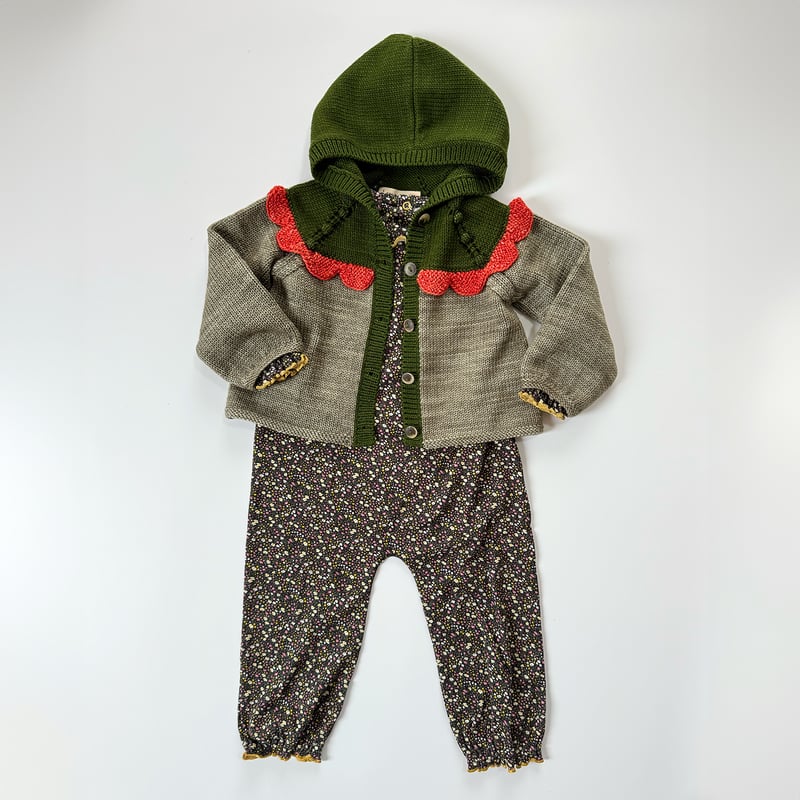 Misha & Puff / Scallop Yoke Hooded Cardigan - S