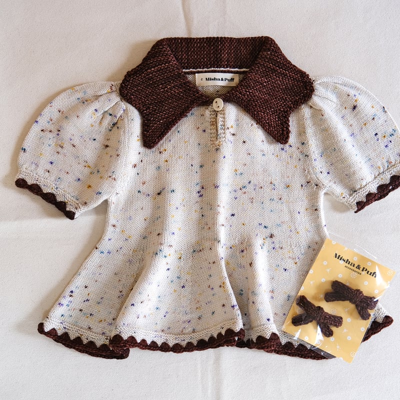 Misha & Puff / Crochet Trim Puff Top - Iris Con