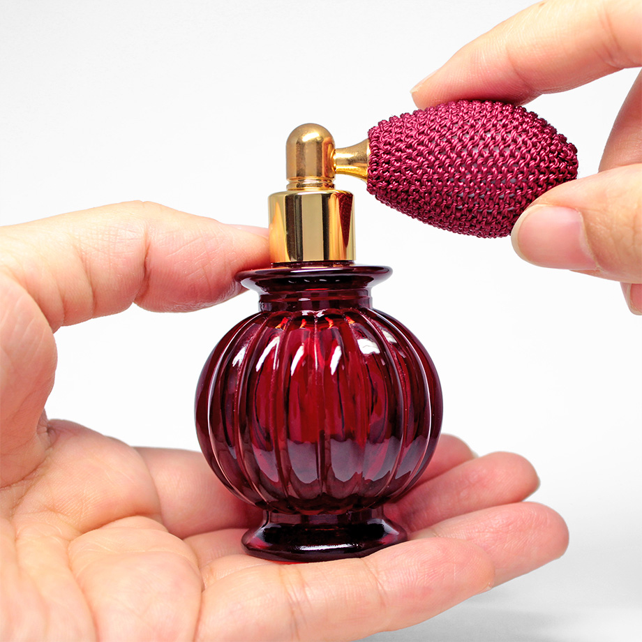 日本製 Hiromichi バルブアトマイザー ランタン ワインレッド 香水移し