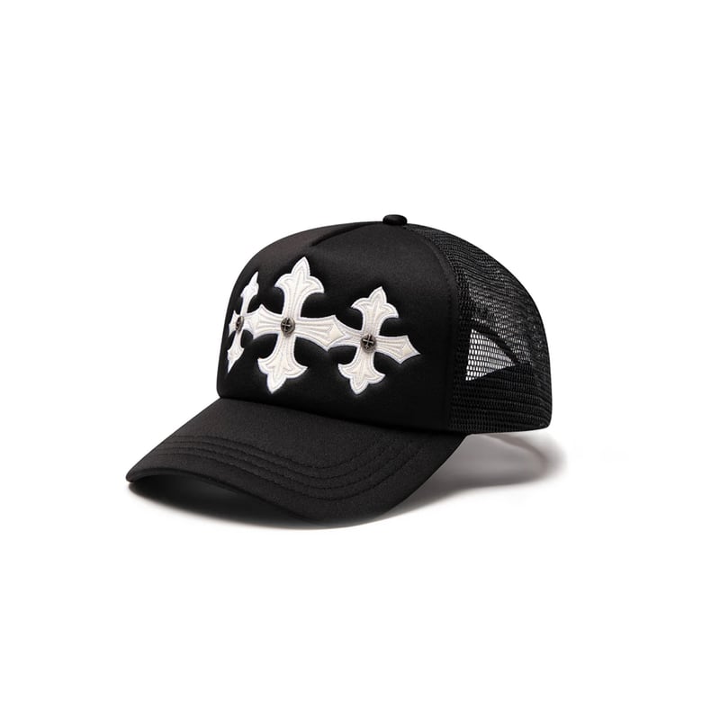 SUPPLIER Cross Leather Patch Mesh Cap (BLACK) |