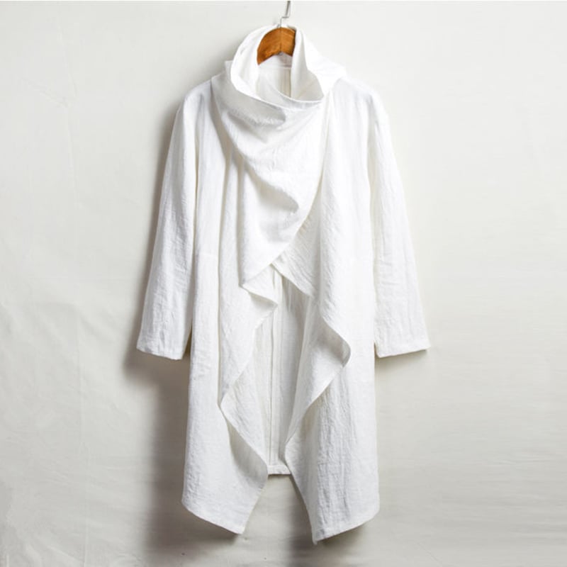 センソユニコ モユル ホワイト ボタン付き ハイネック ポンチョ