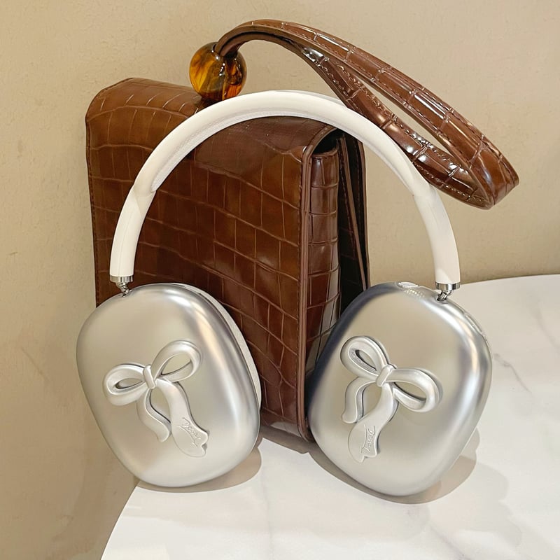 リボン AirPodsMaxケース シルバー 指紋防止 エアーポッズ マックス