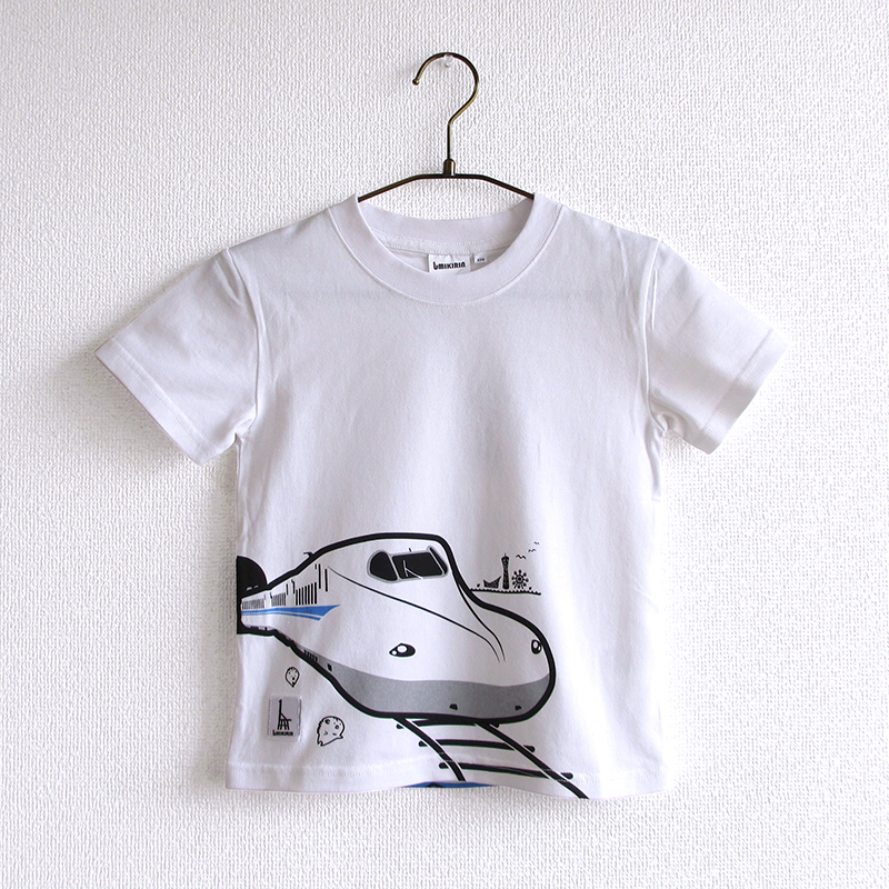 こどもTシャツ ホワイト（新幹線N700系＆0系） | UMIKIRIN（海