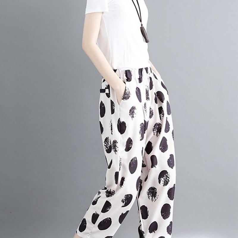 パンツ サルエルパンツ 大きいサイズ 水玉柄 ドット柄 サルエル パンツ