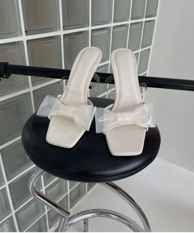 Bijou Ribbon Clear Mules /ビジューリボンクリアミュール | FICT