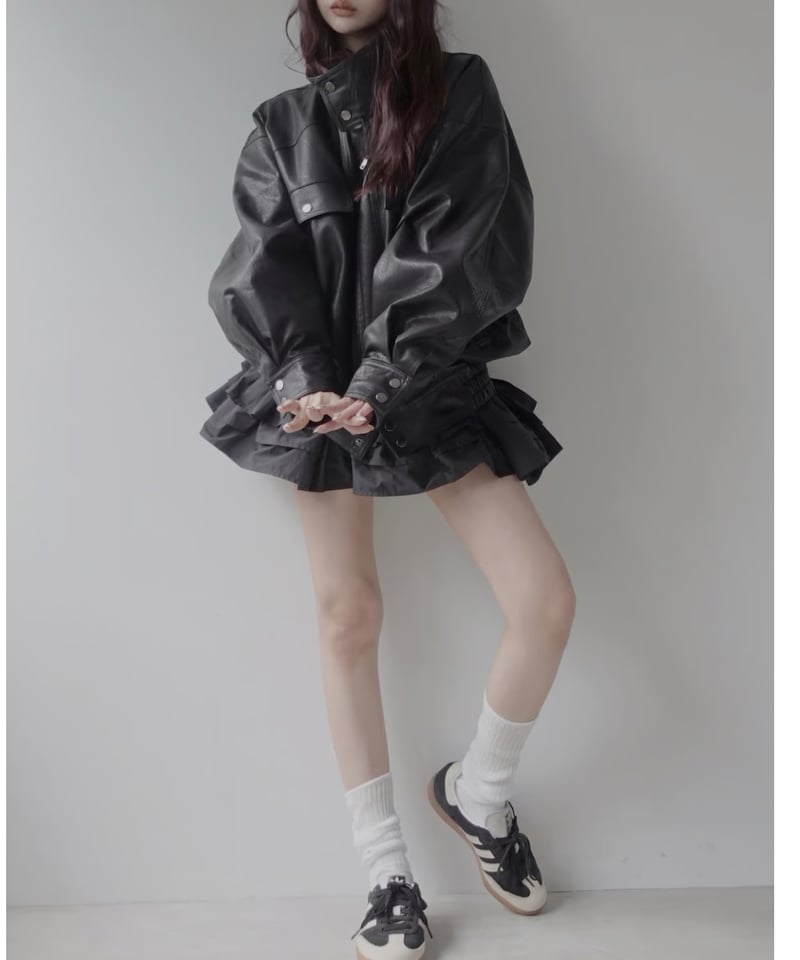 ウォッシュレザーブルゾン /Faux Leather Blouson | FICTION TO