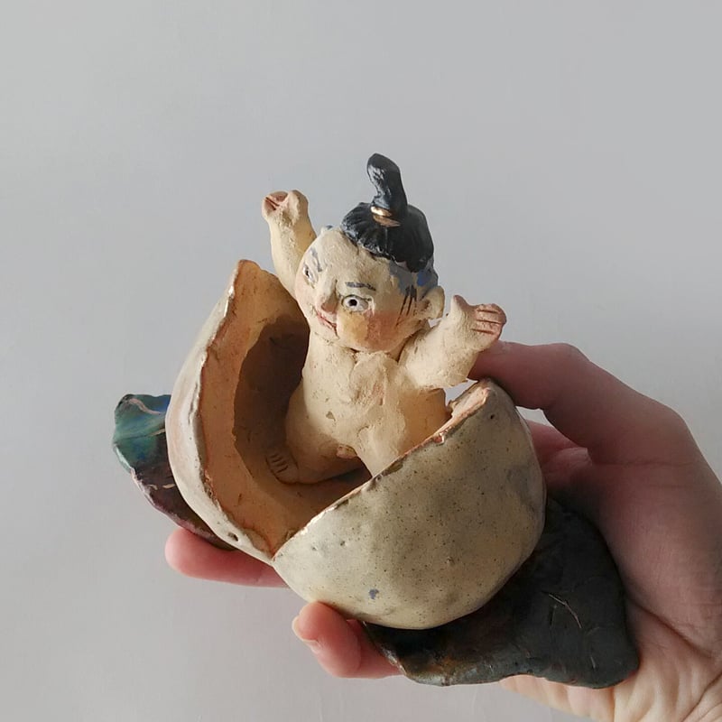 美品】ささきようこ 陶人形 桃太郎とお供 4点セット ささきようこ作