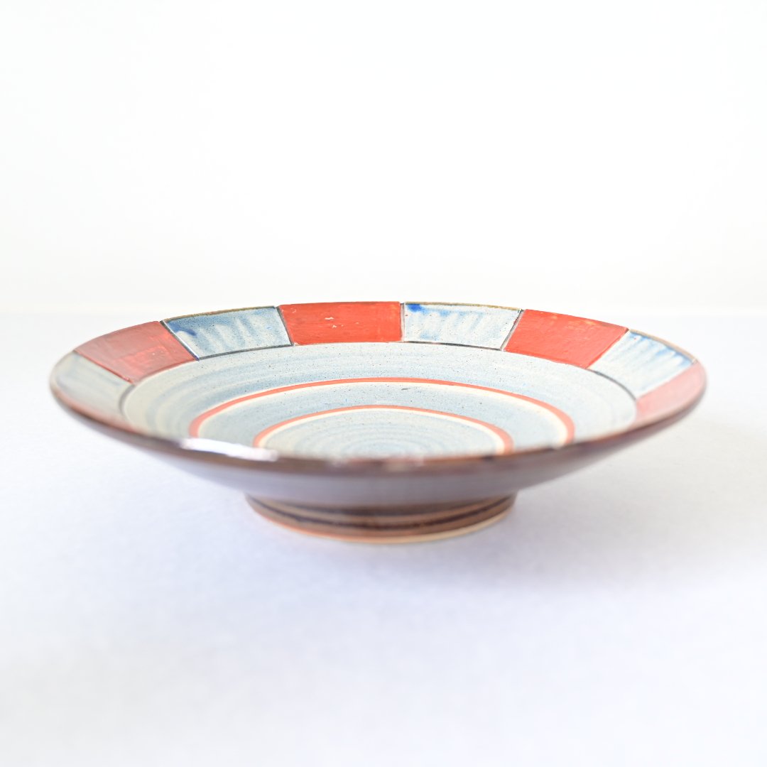 沖縄の器・やちむん・壺屋焼】 國場陶芸 赤絵 7寸皿 i | 沖縄のうつわ