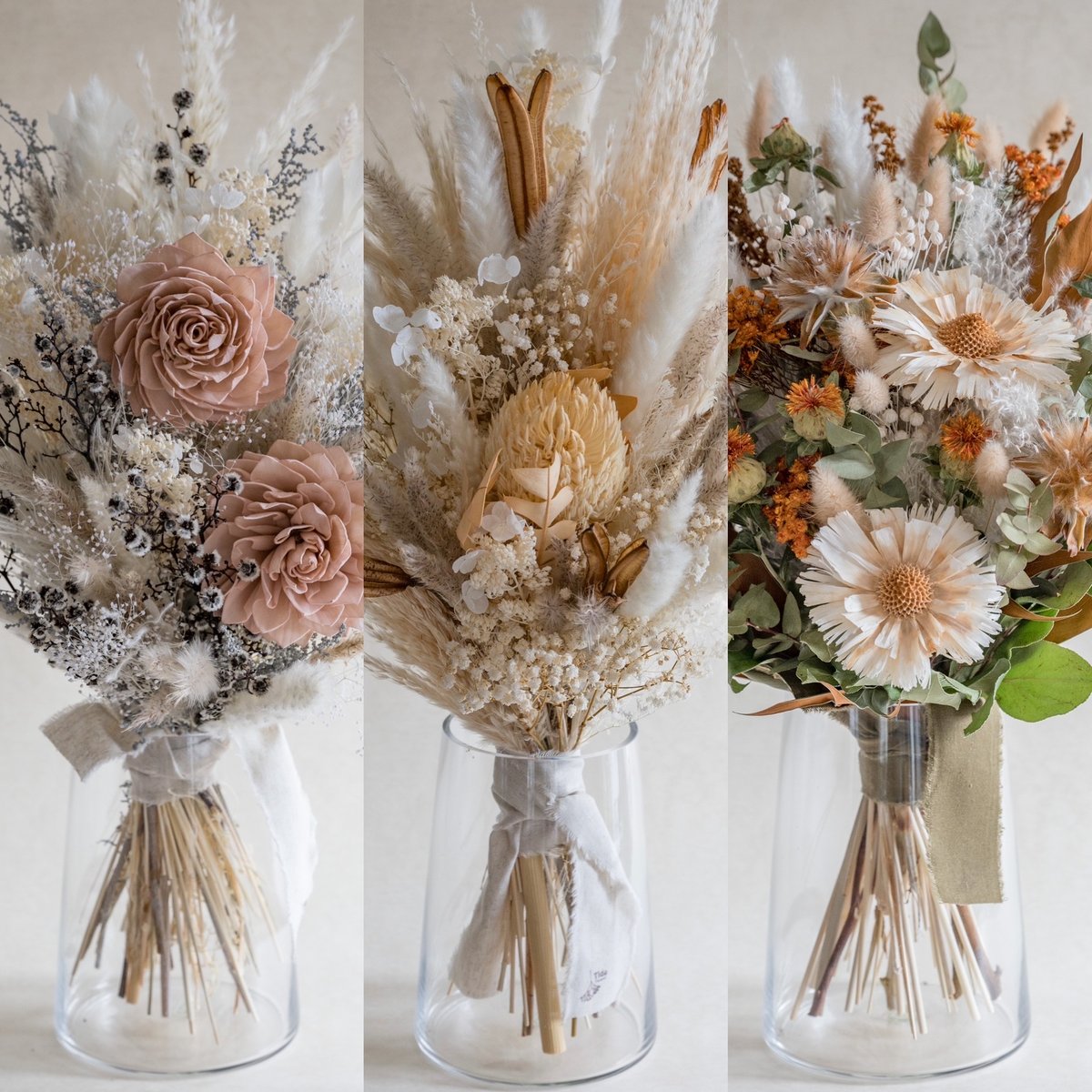 ネイティブフラワー暖色系ドライフラワードライフラワー花瓶花束