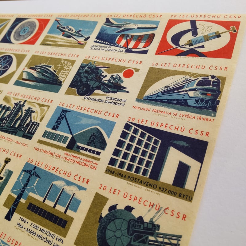 チェコスロバキア 未断裁のマッチラベルシート | Gemisch