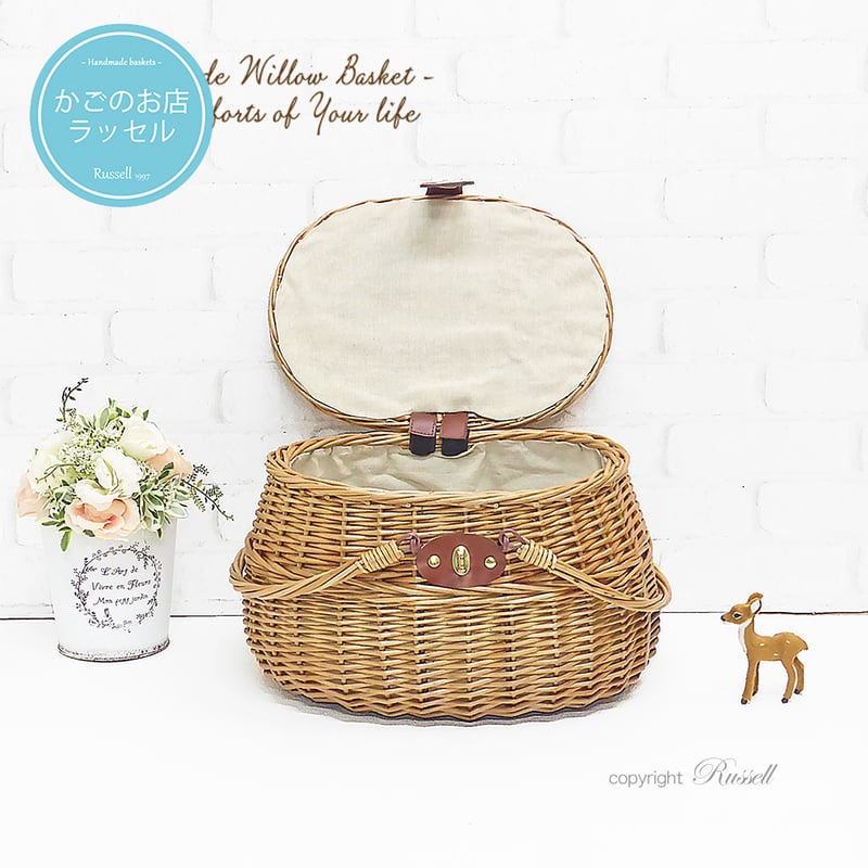 品番800-S 内布付き ハンドル付き かごバスケット【かごのお店ラッセル