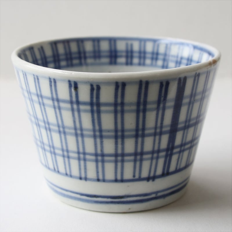 S-03 古伊万里 KOIMARI 染付 二重線格子文 蕎麦猪口 | imarimaru