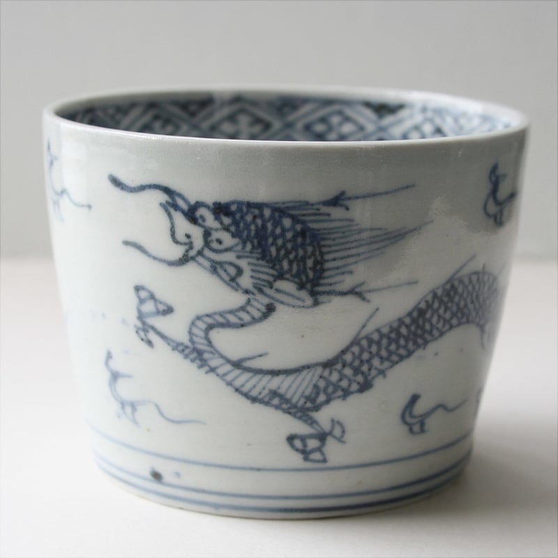 S-07 古伊万里 染付 宝珠雲龍文 蕎麦猪口 | imarimaru
