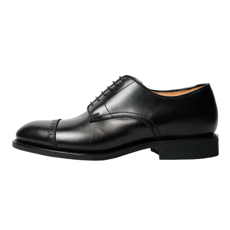 フランス アノネイ社製ボックスカーフ｜Punched cap toe derby black｜