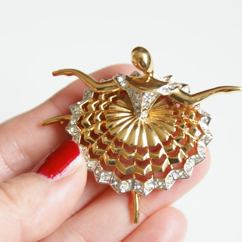 D'ORLANドーラン バレリーナ ラインストーン ブローチ/ ヴィンテージ