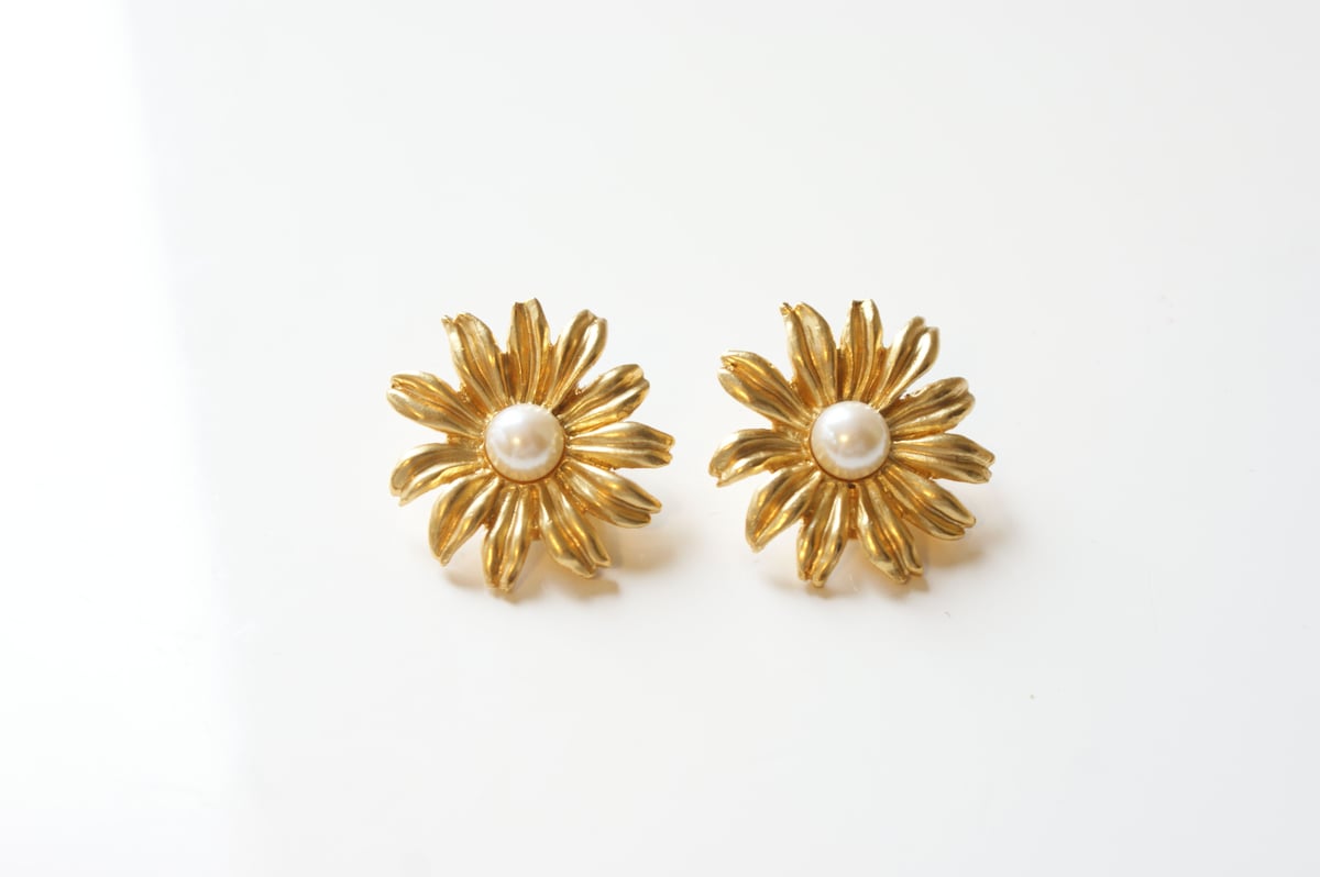 KENZOケンゾー ガーベラ フラワー パール イヤリング / ヴィンテージ