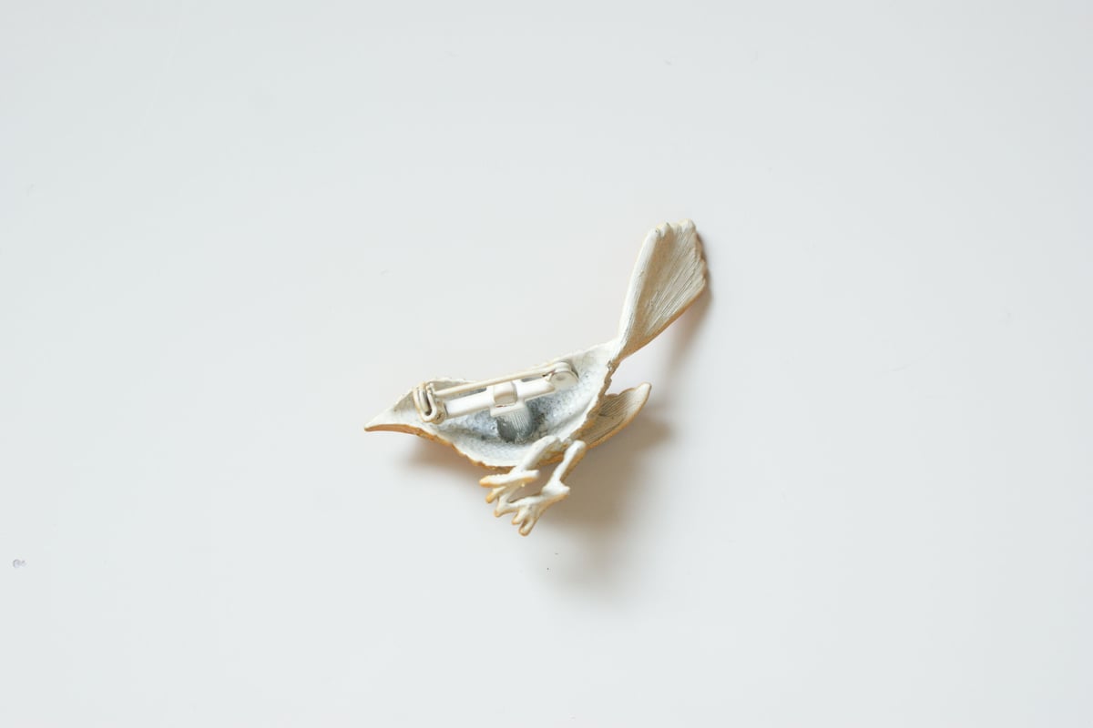 オレンジ エナメル バード 鳥 ブローチ / ヴィンテージジュエリー