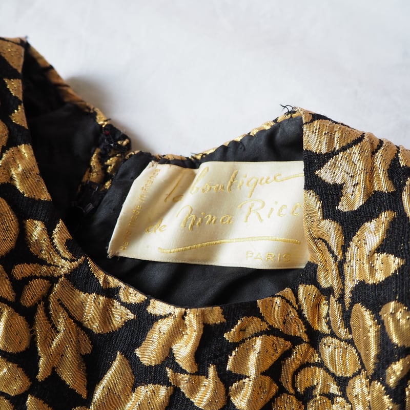 NINA RICCIニナリッチ ゴールドジャガード織り ワンピース ドレス