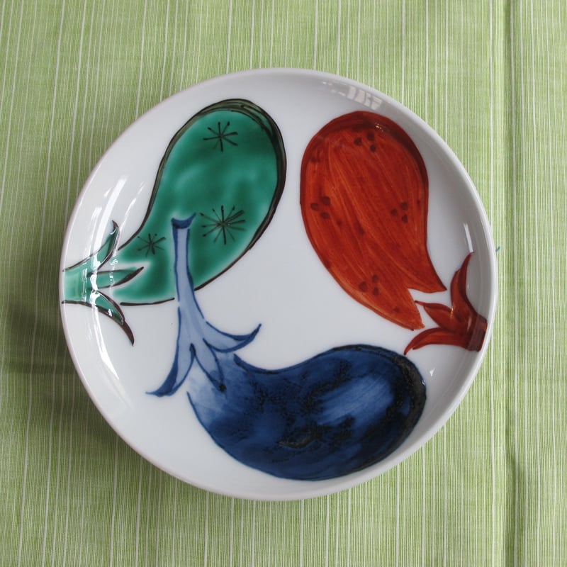 痴陶人（伊万里陶苑） 錦茄子絵高台皿 | 肥前陶磁ギャラリー妻傳