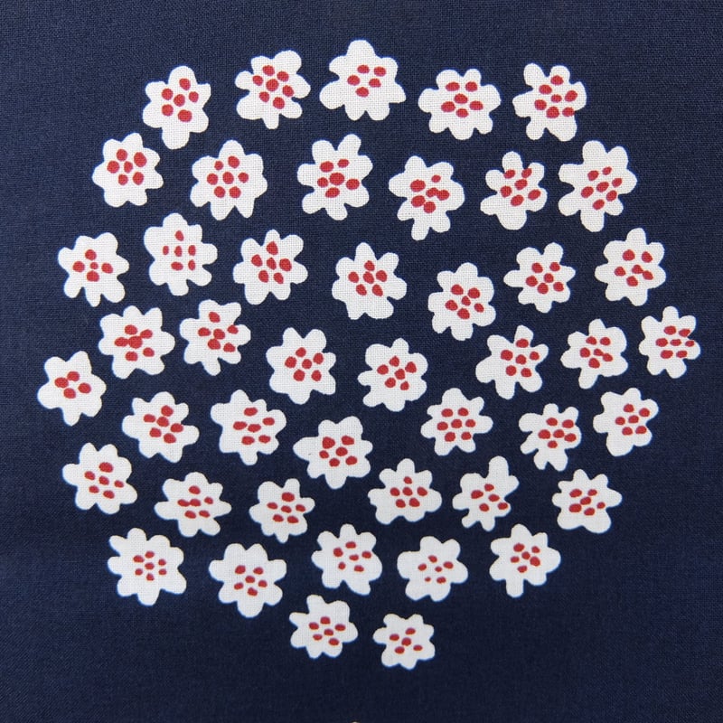 マリメッコ marimekko ＜Puketti＞ファブリック（ネイビー×えんじ