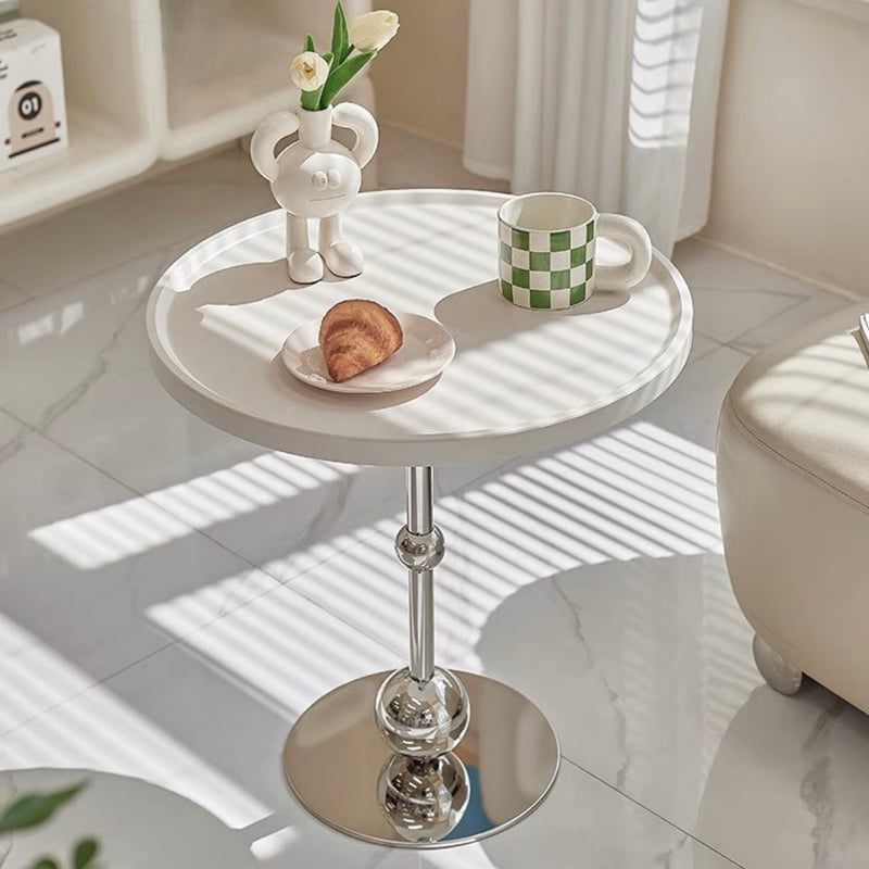 D&DEPARTMENT カフェテーブル ホワイト×シルバー サイドテーブル