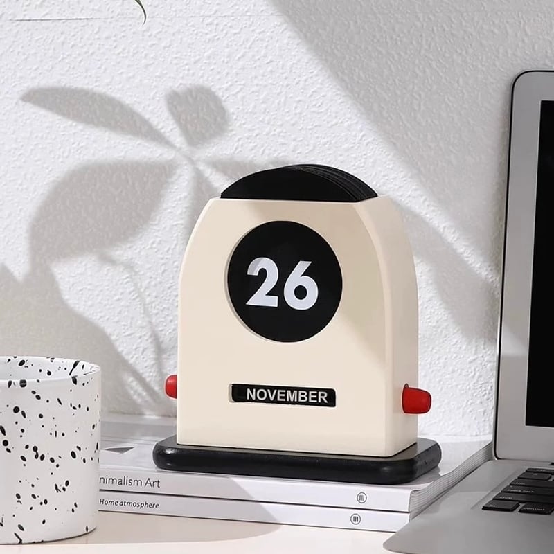 モノトーン レトロ カード式 万年 カレンダー 卓上 木製 デスク | 70PARK