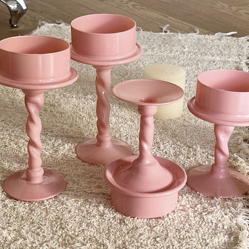 2way ピンク ツイスト キャンドルホルダー 全2サイズ | 70PARK