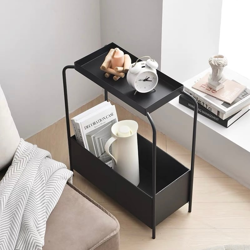 モノトーン アイアン 収納 サイドテーブル 全2色 スリム | 70PARK