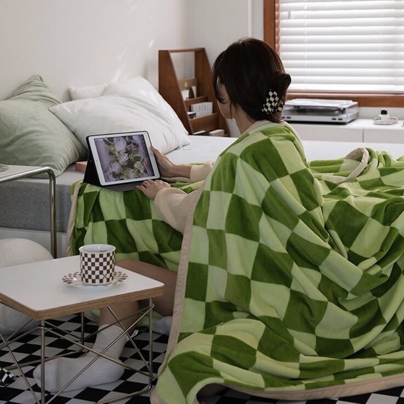 チェッカー ブランケット 全5色 膝掛け 毛布 100×150 | 70PARK