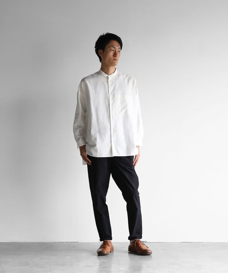 HUIS | スヴィンオックスフォードバンドカラーオーバーシャツ（きなり