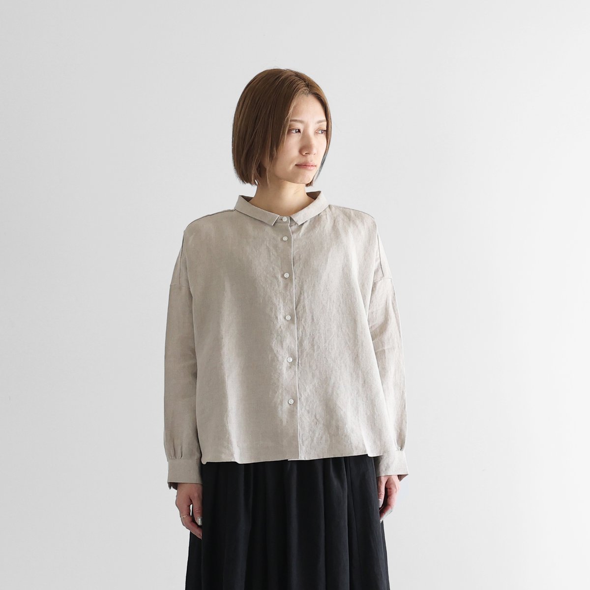 HUIS |オールドレピアリネンワイドブラウス（きなり）【レディス】U102