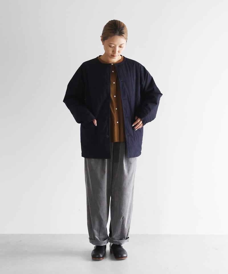 HUIS | “HUIS×尾州”縮絨ウールフランネルノーカラーショートコート