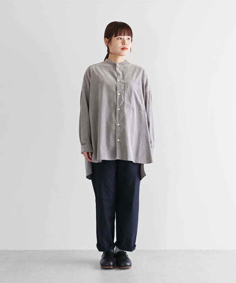HUIS | みじんコールバンドカラーオーバーシャツ（アッシュグレー