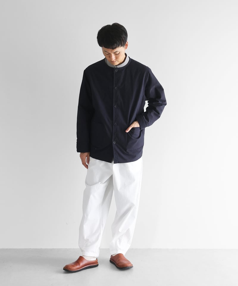 HUIS | “HUIS×尾州”縮絨ウールフランネルノーカラーショートコート