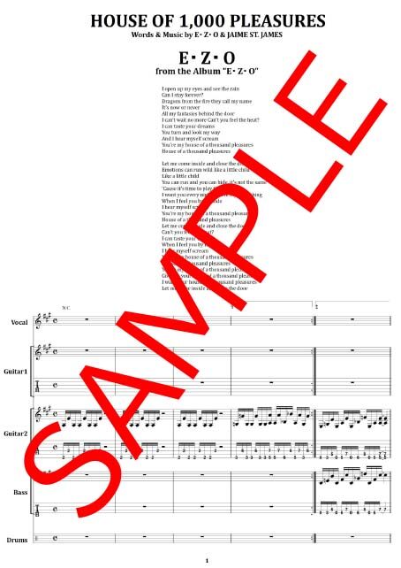 E・Z・O / HOUSE OF 1,000 PLEASURES バンド・スコア 楽譜 fro