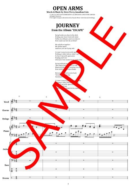 ジャーニー(JOURNEY) / 翼ひろげて(OPEN ARMS) バンド・スコア(TAB譜)