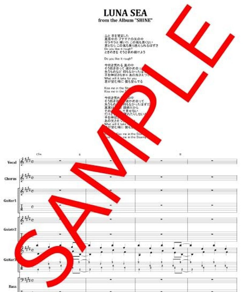 LUNA SEA (ルナシー) / STORM バンド・スコア(TAB譜) 楽譜 from68