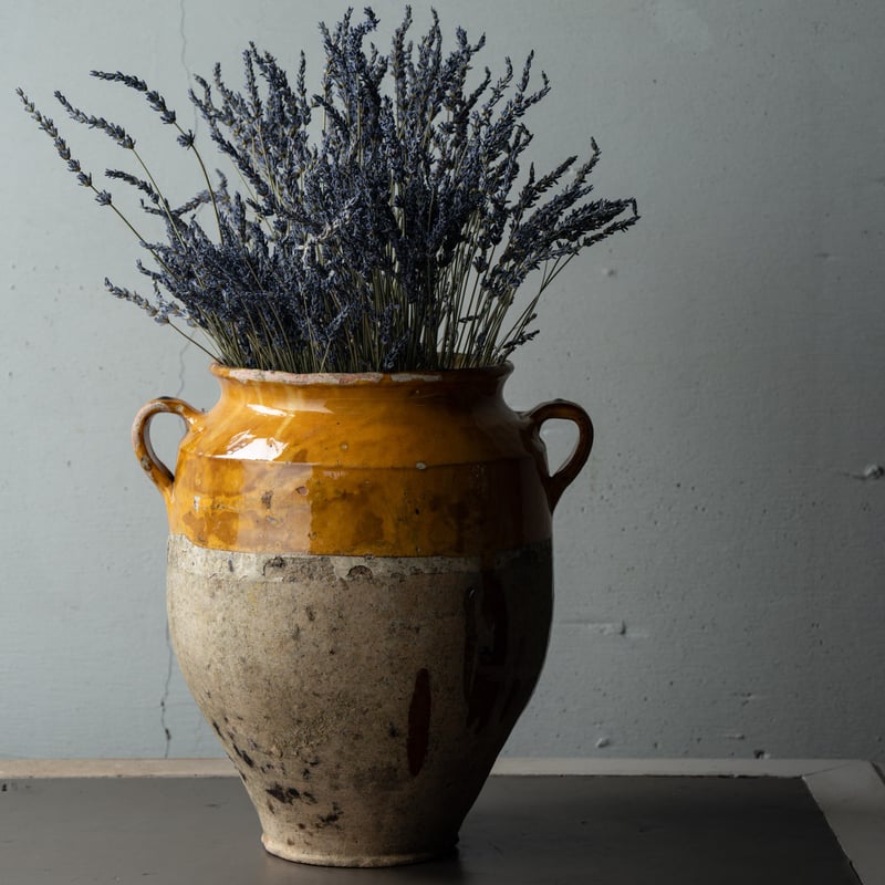 大きな黄釉の南仏コンフィポット・ゴッホのひまわり | BOLT antique