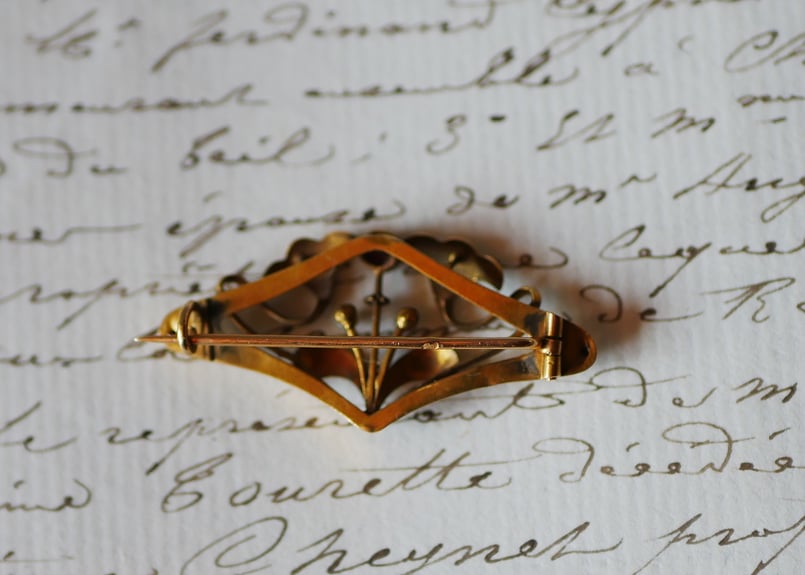 商談中、HOLD】 FB-03 アールヌーヴォー K18 アンティークブローチ