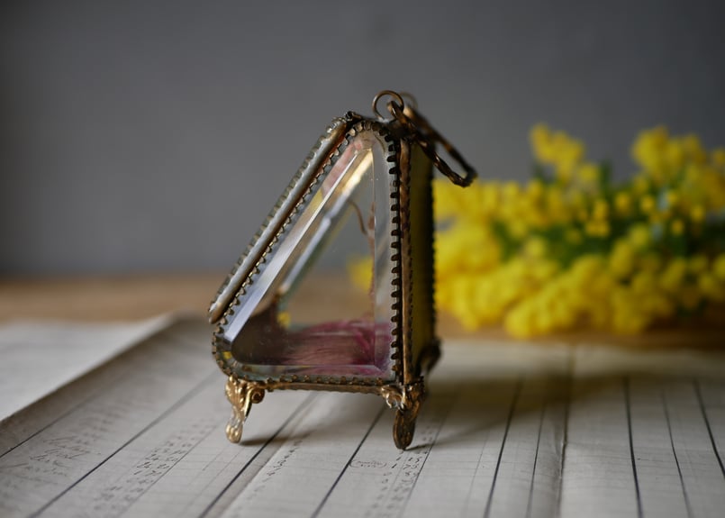 懐中時計 ガラスのジュエリーケース フランスアンティーク