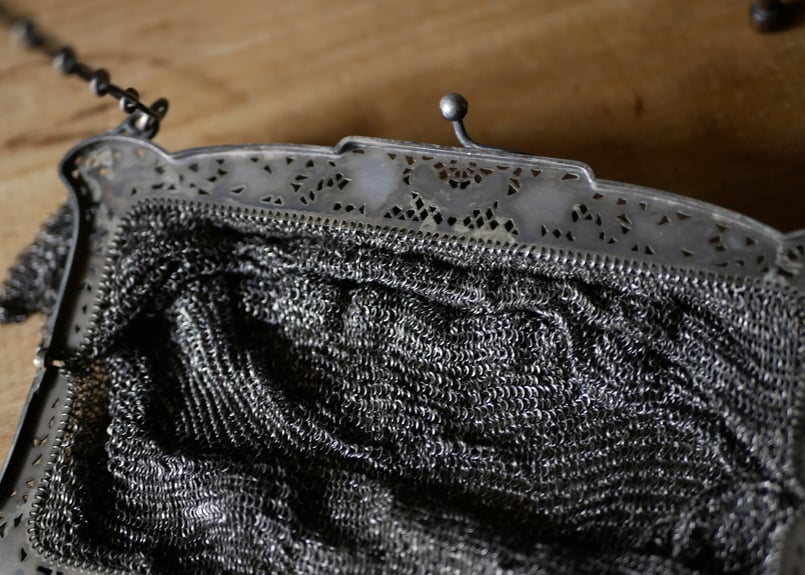 純銀 スターリングシルバー サック メッシュバッグ フランス