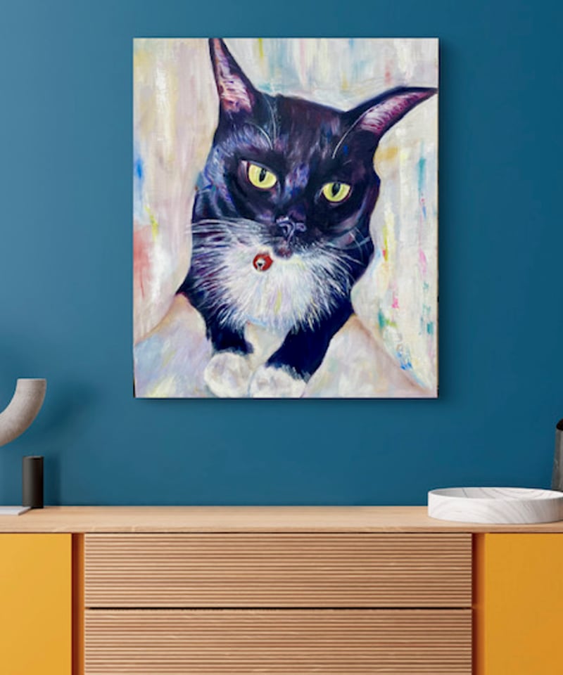 油絵 黒猫 F8号 | nuancebeans