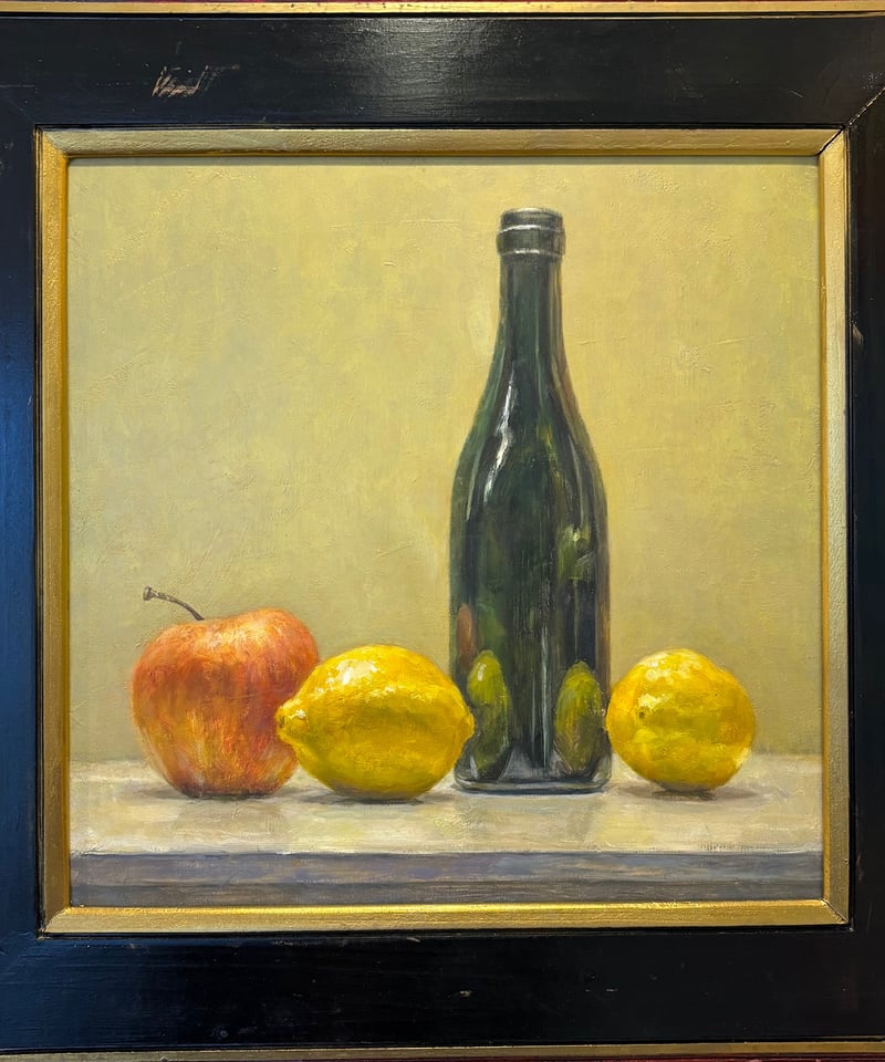 森田和昌 油絵静物 「檸檬と林檎と瓶」 | nuancebeans