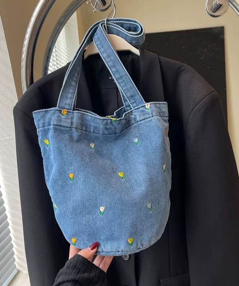 予約販売】フラワー刺繍デニムトートバッグ | KISHIKA