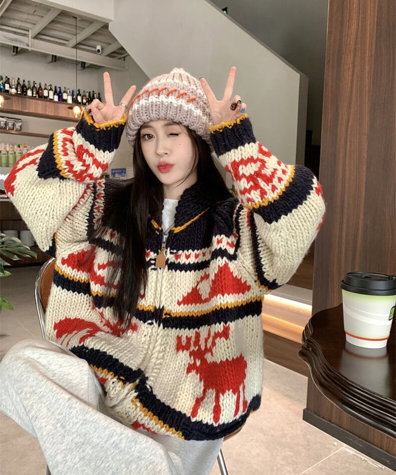 今だけ値下げ⭐︎Kanata⭐︎赤ボーダー ジップアップ/ニットカウチン