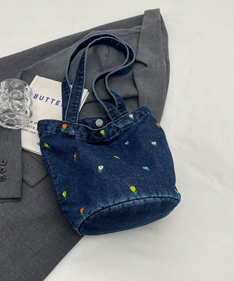 予約販売】フラワー刺繍デニムトートバッグ | KISHIKA