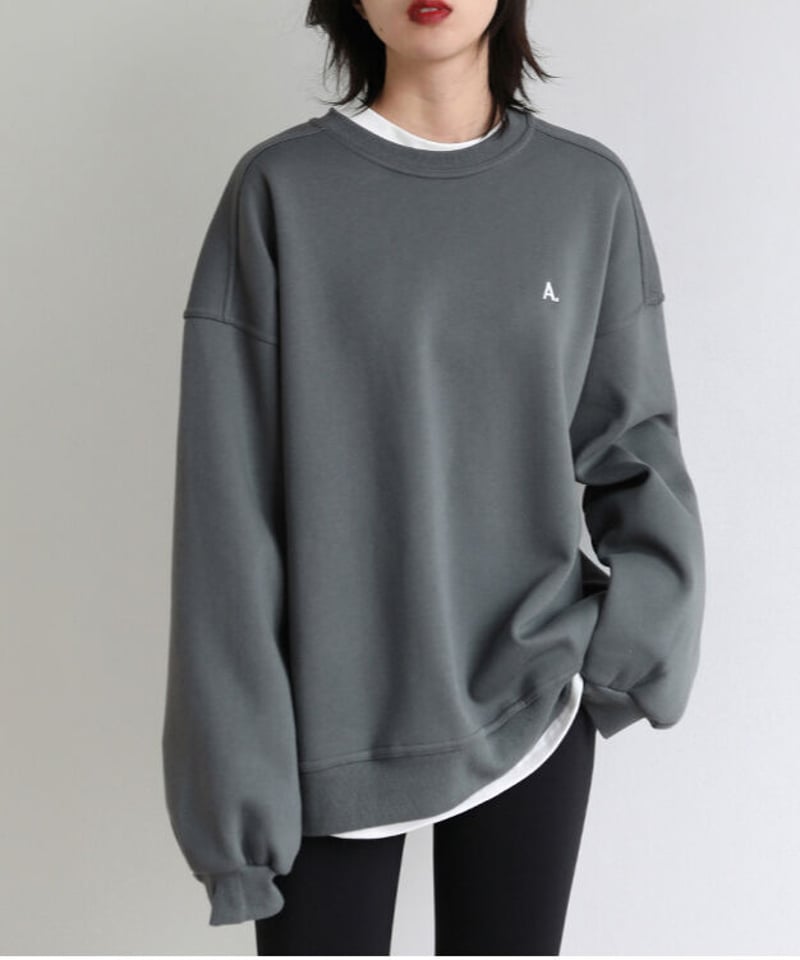 SALE【即納】OVER SIZE 刺繍ロゴスウェット チャコール | KISHIKA