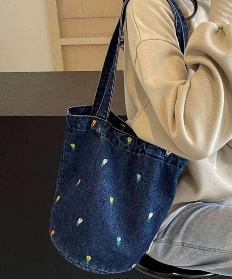 予約販売】フラワー刺繍デニムトートバッグ | KISHIKA