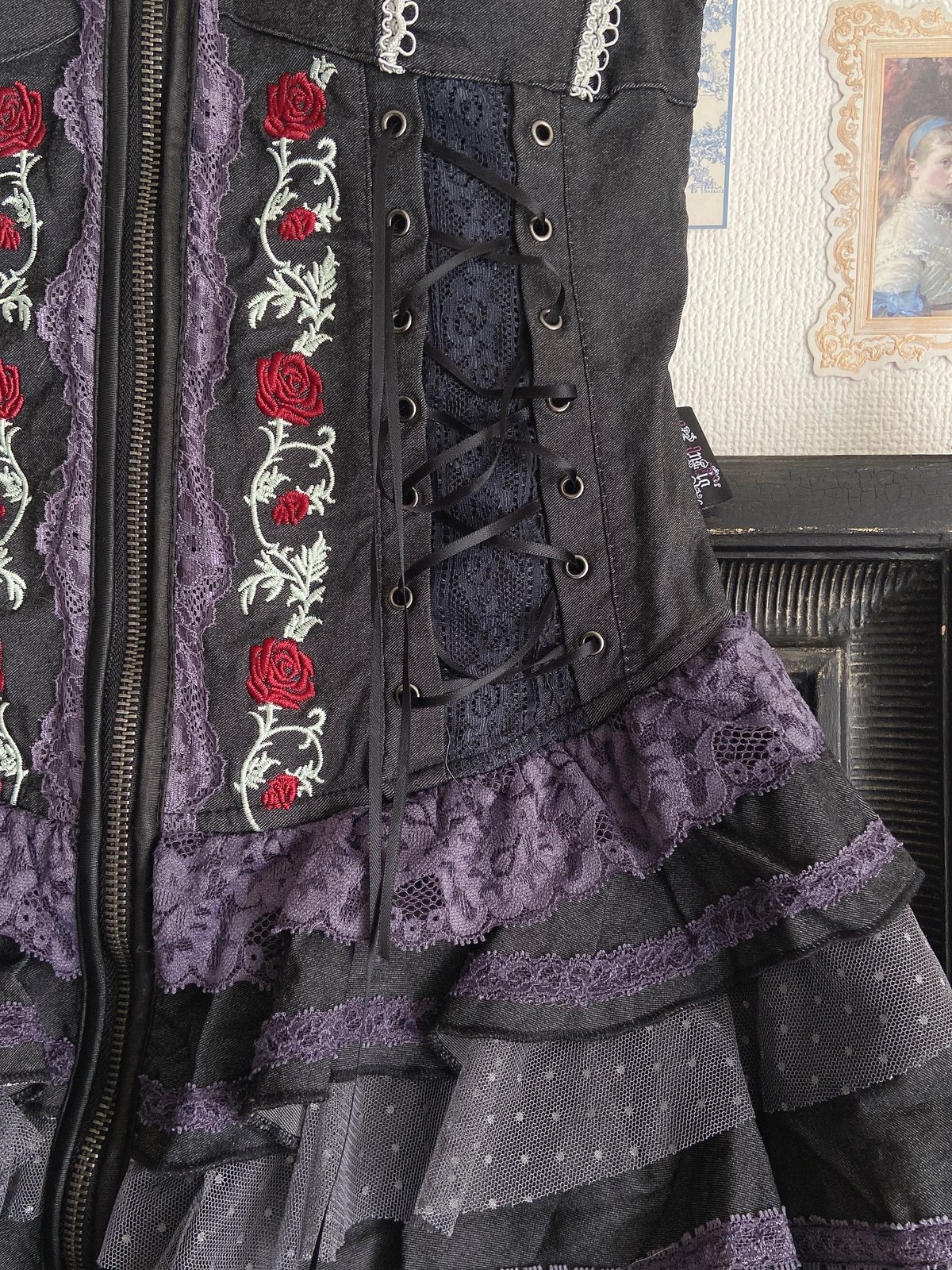 OZZ ANGELO 薔薇刺繍ジャンパースカート | anonymous